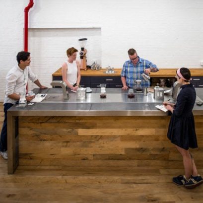 Reclaimed Factory Maple ~ Counter Culture Coffee, New York City