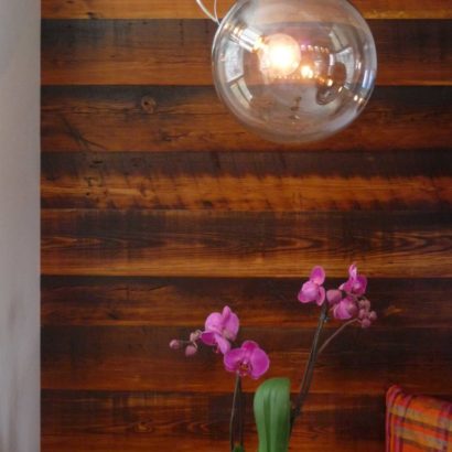 Reclaimed Skip-Planed Heart Pine Accent Wall ~ Private Residence