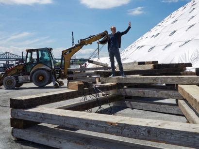 Salvaged Fir Beams In Outdoor Set For Apollinaire Theatre In Chelsea, MA