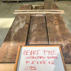 Unpainted Heart Pine Joists