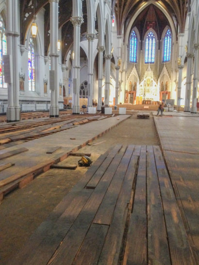 Cathedral of the Holy Cross in Boston - Dismantling the Floor