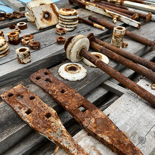 Metal Removed From Salvaged Lumber