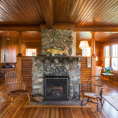 Custom Profile Reclaimed Heart Pine Ceiling Paneling ~ Private Residence, Maine