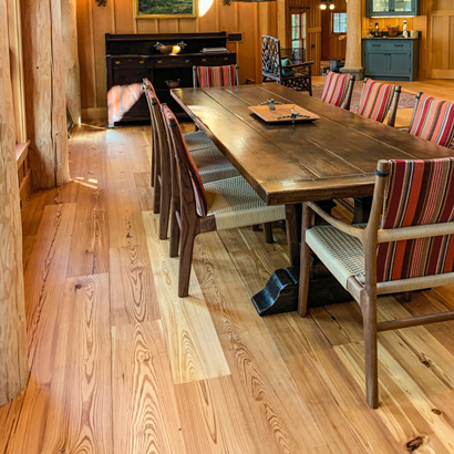 Reclaimed Wide Heart Pine Flooring In Private Home