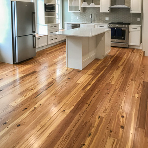 Rustic Reclaimed Heart Pine Flooring In Private Home