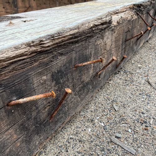 Metal in Salvaged Lumber