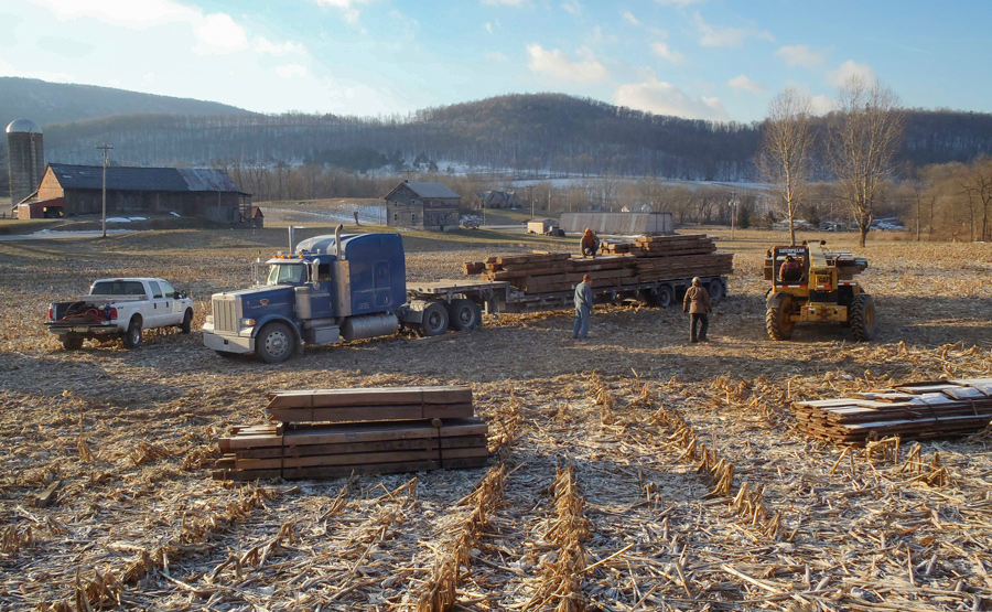 Salvaged barn lumber from a Pennsylvania barn